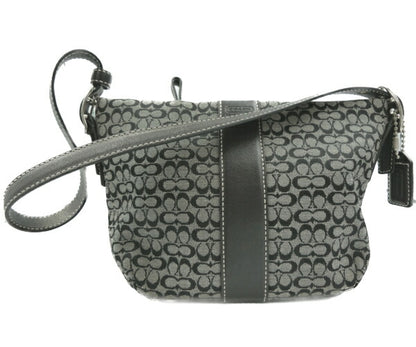 COACH/コーチ ミニシグネチャー ハンドバッグ 中古 ロゴ ブラック 黒 鞄