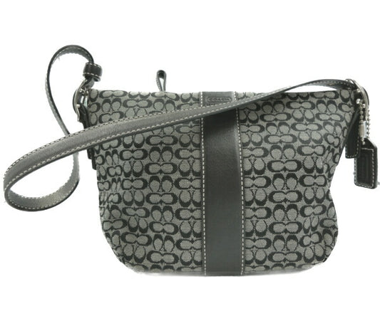 COACH/コーチ ミニシグネチャー ハンドバッグ 中古 ロゴ ブラック 黒 鞄
