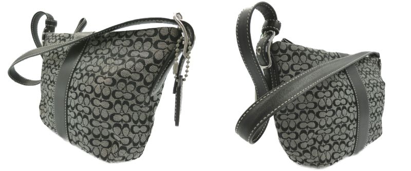 COACH/コーチ ミニシグネチャー ハンドバッグ 中古 ロゴ ブラック 黒 鞄