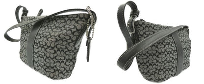 COACH/コーチ ミニシグネチャー ハンドバッグ 中古 ロゴ ブラック 黒 鞄