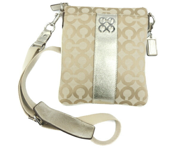 COACH/コーチ ジュリアオプアート クロスボディ ショルダーバッグ 中古 43798 ベージュ ロゴ レディース 斜め掛け 鞄