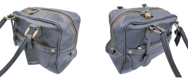 J&M DAVIDSON ジェイ＆エム デヴィッドソン レザー ハンドバッグ 中古 ネイビー 紺 レディース 鞄 本革 牛革