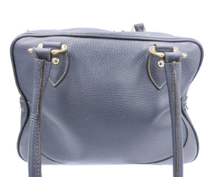 J&M DAVIDSON ジェイ＆エム デヴィッドソン レザー ハンドバッグ 中古 ネイビー 紺 レディース 鞄 本革 牛革