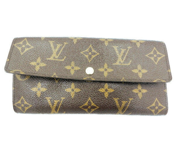 　LOUIS VUITTON ルイヴィトン モノグラム ポシェットポルトモネクレディ 中古 M61725 2つ折り 長財布 ブラウン 茶 ウォレット PVC