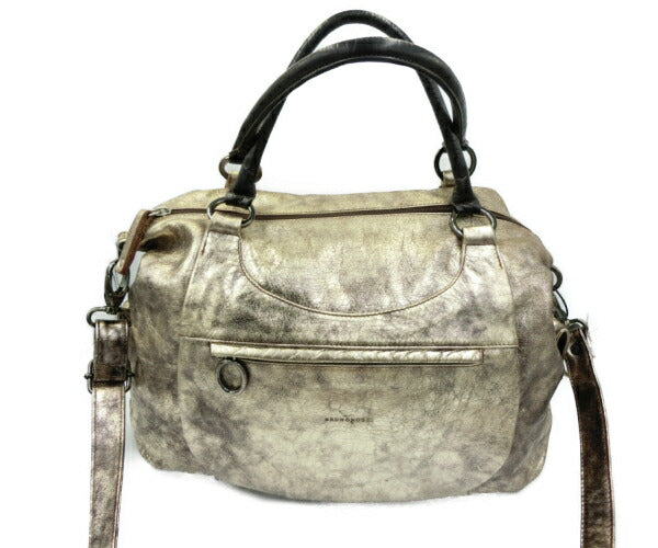 BRUNO ROSSI ブルーノロッシ 2way ショルダーバッグ 中古  ゴールド 金色 メタリック ハンドバッグ おしゃれ レザー 鞄