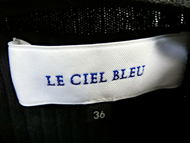 LE CIEL BLEU ルシェルブルー ニット ワンピース 36 中古 ハイゲージ レディース ブラック 黒 Sサイズ レーヨン ナイロン