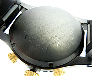 NIXON ニクソン THE 51-30 CHRONO クロノグラフ 腕時計 中古  ブラック ゴールド メンズ クォーツ カジュアル 黒 金色