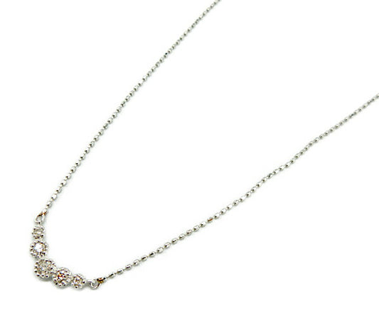 pt850 5連 ダイヤ 0.02ct ネックレス 中古  アクセサリー ジュエリー プラチナ レディース おしゃれ