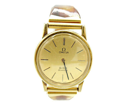 OMEGA オメガ クォーツ 腕時計 中古  アナログ レディース ゴールド ブラウン 金色 茶