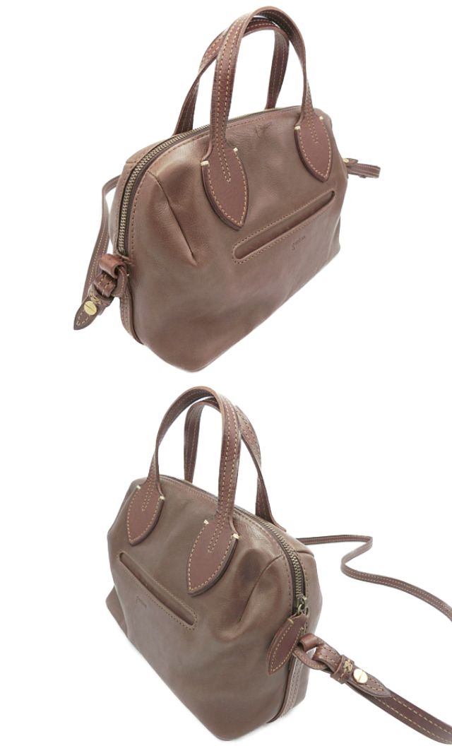 genten ゲンテン レザー 2way ショルダーバッグ  中古  ハンドバッグ ブラウン 茶 カジュアル シンプル 本革 レディース