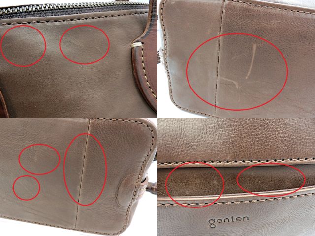 genten ゲンテン レザー 2way ショルダーバッグ  中古  ハンドバッグ ブラウン 茶 カジュアル シンプル 本革 レディース