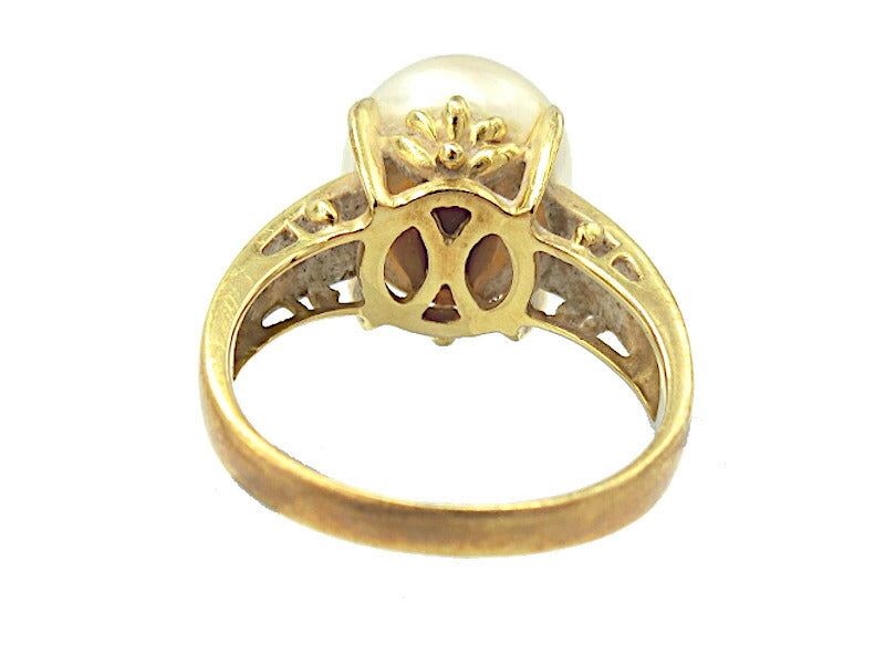 K18 ゴールドパール ダイヤ 0.12ct リング 11号 中古  アクセサリー ジュエリー 18金 ダイヤモンド 真珠