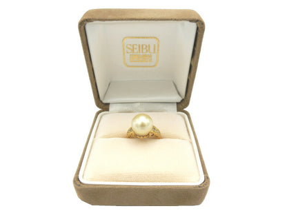 K18 ゴールドパール ダイヤ 0.12ct リング 11号 中古  アクセサリー ジュエリー 18金 ダイヤモンド 真珠