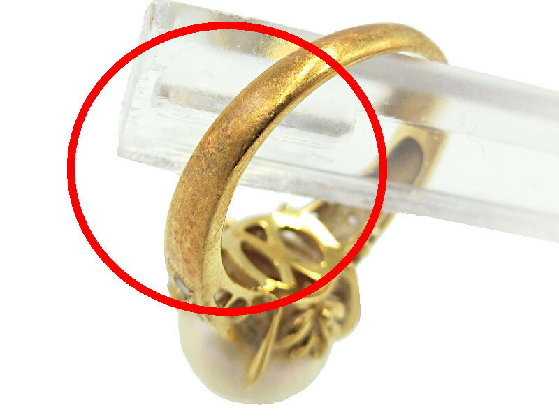 K18 ゴールドパール ダイヤ 0.12ct リング 11号 中古  アクセサリー ジュエリー 18金 ダイヤモンド 真珠