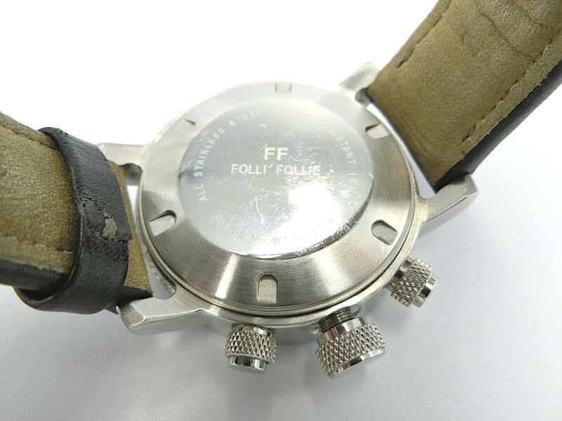 FolliFollie フォリフォリ クロノグラフ 腕時計 中古  クォーツ アナログ メンズ ブラック 黒 ブランド