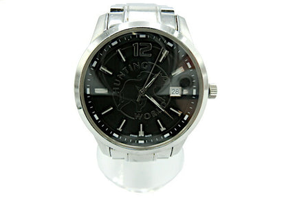 HUNTING WORLD ハンティングワールド HW-912 クォーツ 腕時計 中古  ステンレススチール ブラック 黒 ロゴ メンズ ブランド おしゃれ