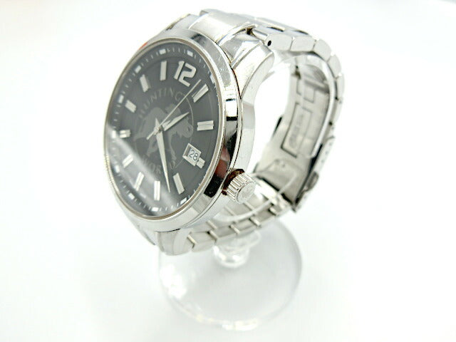 HUNTING WORLD ハンティングワールド HW-912 クォーツ 腕時計 中古  ステンレススチール ブラック 黒 ロゴ メンズ ブランド おしゃれ