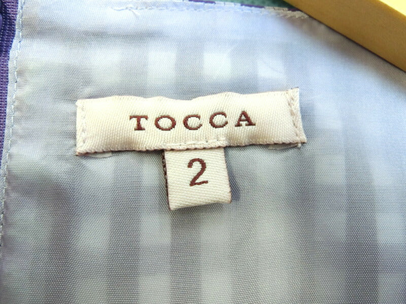 TOCCA ギンガムワンピース 2(M) ホワイト×パープル 中古  トッカ オンワード樫山 レディース ファッション アパレル