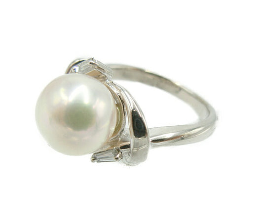 pt900 8.3mm パール ダイヤ 0.09ct リング 8号 中古  アクセサリー ジュエリー プラチナ ダイヤモンド 真珠