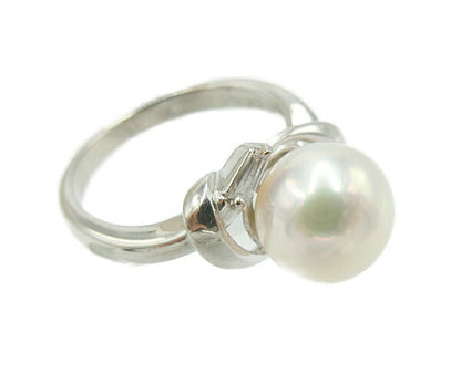 pt900 8.3mm パール ダイヤ 0.09ct リング 8号 中古  アクセサリー ジュエリー プラチナ ダイヤモンド 真珠