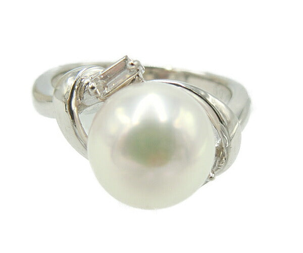 pt900 8.3mm パール ダイヤ 0.09ct リング 8号 中古  アクセサリー ジュエリー プラチナ ダイヤモンド 真珠