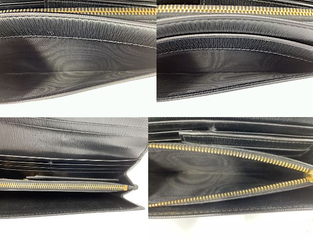 PRADA プラダ レザー 二つ折り長財布 中古  ブラック 黒 ウォレット レディースブランド