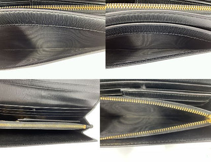 PRADA プラダ レザー 二つ折り長財布 中古  ブラック 黒 ウォレット レディースブランド