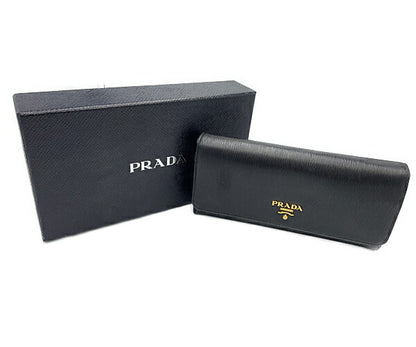 PRADA プラダ レザー 二つ折り長財布 中古  ブラック 黒 ウォレット レディースブランド