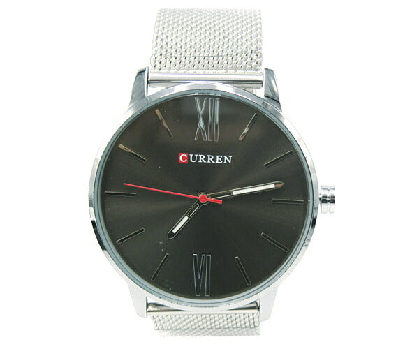 未使用品 CURREN カレン クォーツ 腕時計 中古  アナログ メンズ ブラック シルバー ステンレススチール