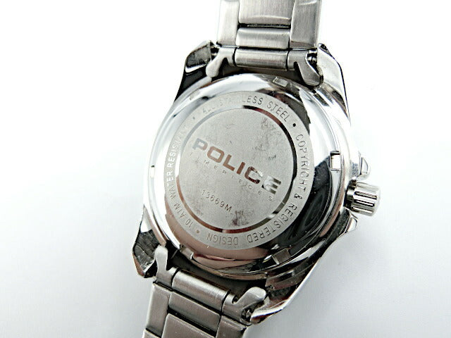 POLICE ポリス 13669M クォーツ 腕時計 中古  ゴールド シルバー アナログ メンズ ステンレススチール
