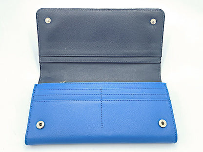 TORY BURCH トリーバーチ レザー 二つ折り長財布 中古  ブルー 青 レディース ブランド ウォレット おしゃれ