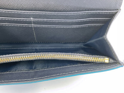 TORY BURCH トリーバーチ レザー 二つ折り長財布 中古  ブルー 青 レディース ブランド ウォレット おしゃれ