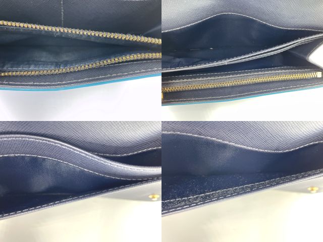 TORY BURCH トリーバーチ レザー 二つ折り長財布 中古  ブルー 青 レディース ブランド ウォレット おしゃれ