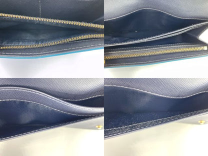 TORY BURCH トリーバーチ レザー 二つ折り長財布 中古  ブルー 青 レディース ブランド ウォレット おしゃれ