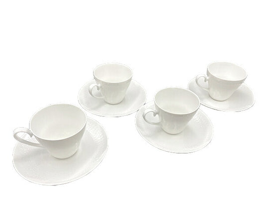 Royal Copenhagen ロイヤルコペンハーゲン カップ&ソーサー 4客 セット 中古  陶磁器 ティーカップ ホワイト ブランド 洋食器