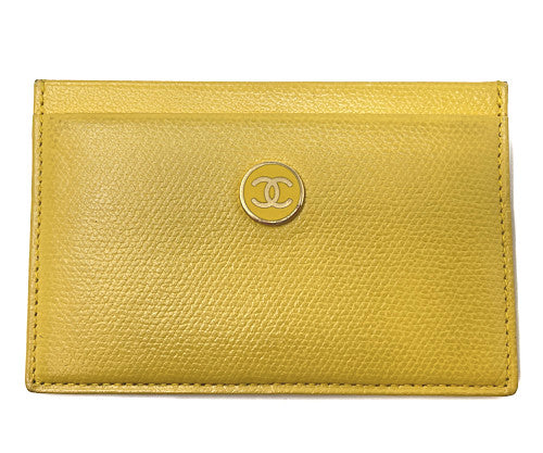 CHANEL シャネル ココボタン レザー カードケース 中古  8511721 イエロー 黄 レディース 名刺入れ ブランド