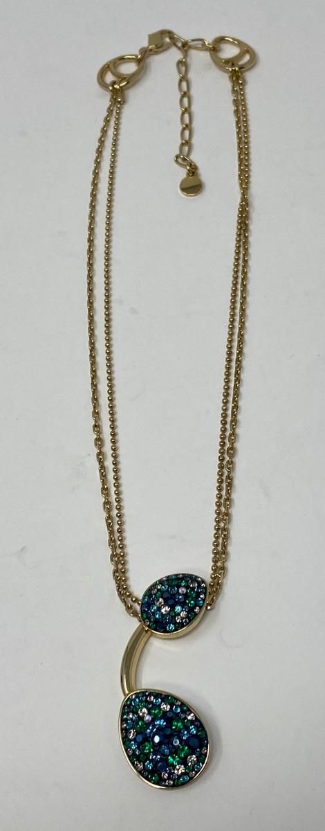 SWAROVSKI 色石 BORN ネックレス 中古  スワロフスキー アクセサリー ジュエリー カラーストーン 2連