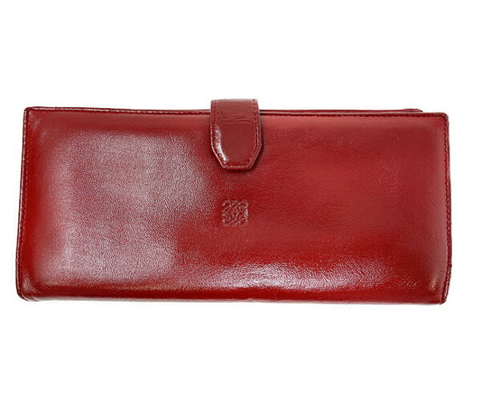 LOEWE ロエベ 二つ折り長財布 中古  レッド 赤 ブランド ウォレット レディース おしゃれ