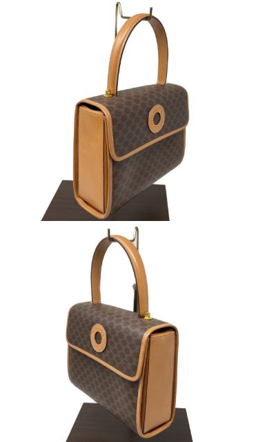 CELINE セリーヌ マカダム ハンドバッグ 中古  ブラウン 茶 レディース ミニ 小さめ ブランド 鞄