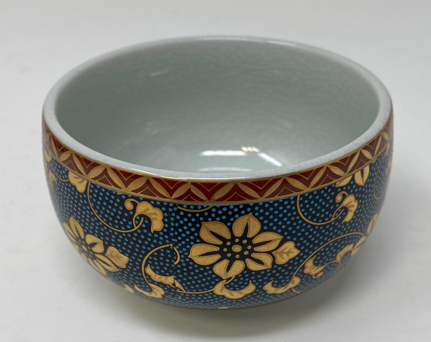 未使用品 九谷焼 金山窯 湯呑 2個 セット 中古  和食器 コップ 花柄 おしゃれ 茶器 ドット 磁器