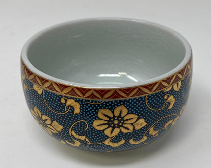 未使用品 九谷焼 金山窯 湯呑 2個 セット 中古  和食器 コップ 花柄 おしゃれ 茶器 ドット 磁器
