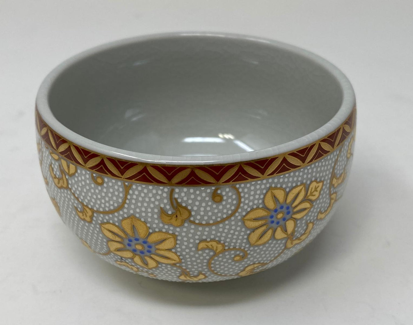 未使用品 九谷焼 金山窯 湯呑 2個 セット 中古  和食器 コップ 花柄 おしゃれ 茶器 ドット 磁器