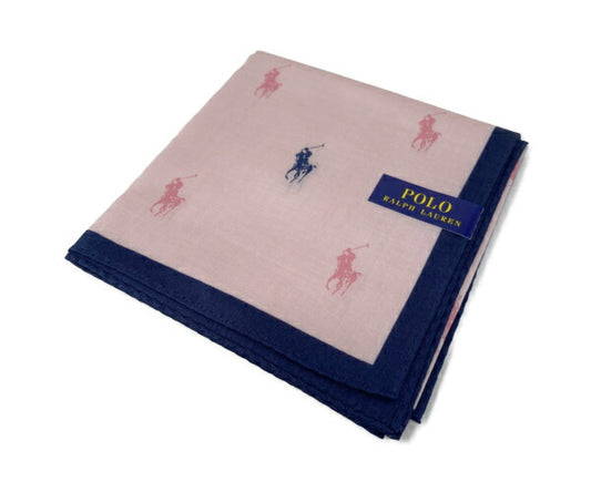 未使用品 POLO RALPH LAUREN 綿100％ ハンカチ 中古 ポロ ラルフローレン タオル ブランド ロゴ 正方形 ピンク