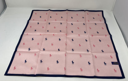 未使用品 POLO RALPH LAUREN 綿100％ ハンカチ 中古 ポロ ラルフローレン タオル ブランド ロゴ 正方形 ピンク