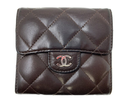 CHANEL シャネル マトラッセ Wホック財布 中古  10792624 二つ折り財布 ブラウン 茶 ウォレット ブランド