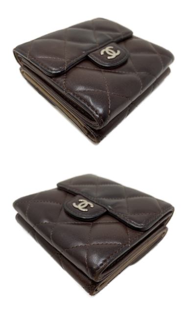 CHANEL シャネル マトラッセ Wホック財布 中古  10792624 二つ折り財布 ブラウン 茶 ウォレット ブランド