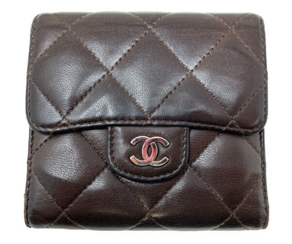CHANEL シャネル マトラッセ Wホック財布 中古  10792624 二つ折り財布 ブラウン 茶 ウォレット ブランド