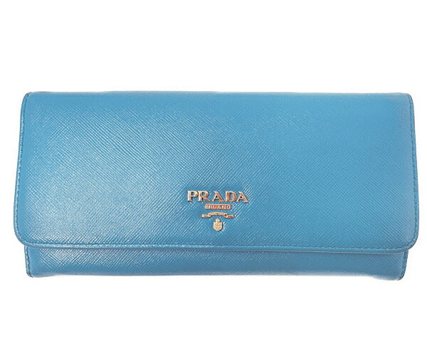 PRADA プラダ サフィアーノ 二つ折り長財布 中古  ブルー 青 ウォレット ブランド レディース