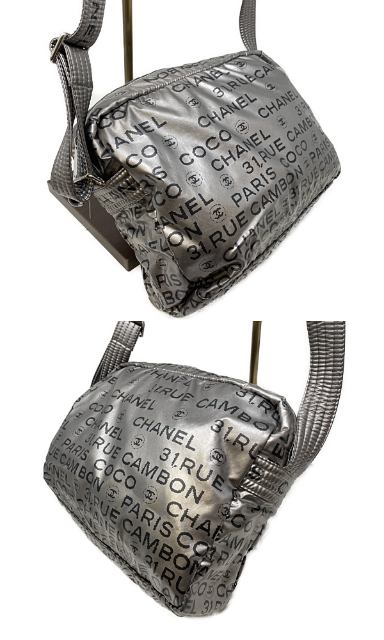CHANEL シャネル アンリミテッド ショルダーバッグ 中古  12736017 グレー ナイロン ブランド 鞄 レディース ロゴ