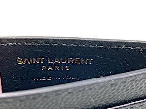 Yves Saint Laurent イヴサンローラン グレイン ド プードルエンボスレザー カードケース 中古  YSL 名刺入れ 本革 ブラック 黒 レディース ブランド